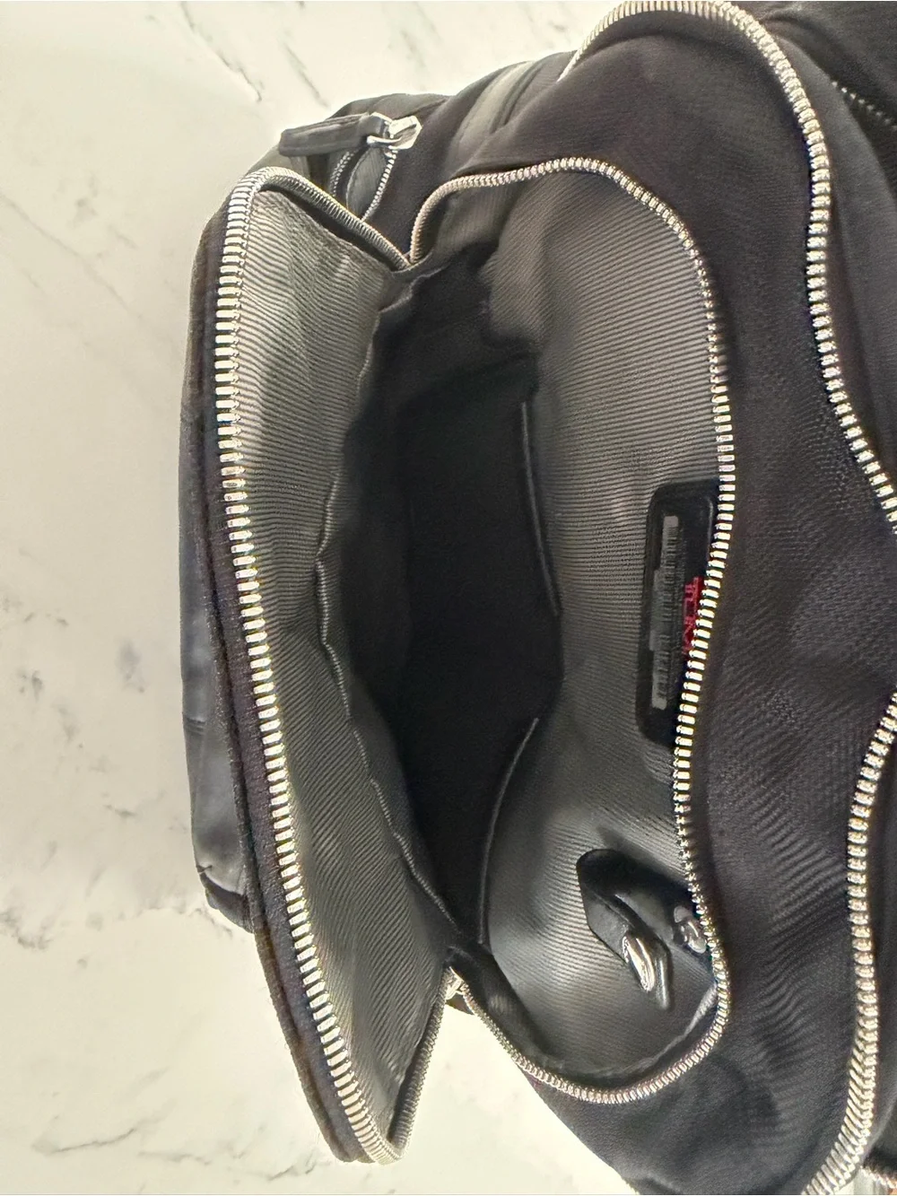 Tumi Black Men's Backpack with Leather Trim